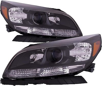 #ad For 2013 2014 2015 Chevy Malibu Headlights Headlamps Type Halogen Black PAIR US $153.99