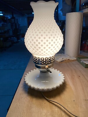 #ad Vintage Hobnail White Milk Glass Lamp $35.00