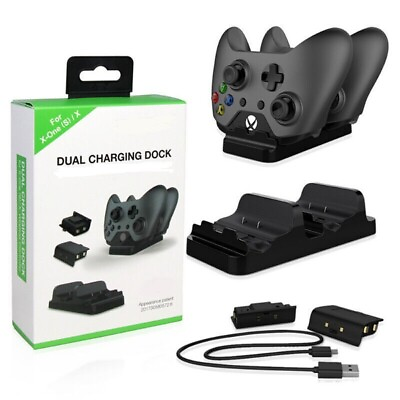 #ad XBOX ONE Dual Charging Dock Station Controller Charger w 2 Rechargeable Battery $11.25