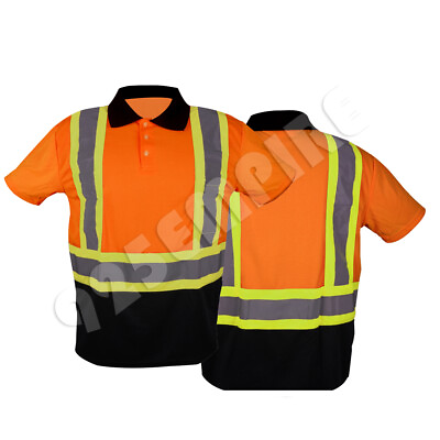 #ad Work Hi Vis T Shirt Polo Orange High Visibility Reflective Tape Safety Class 2 $22.99