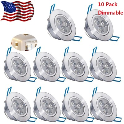 #ad 10Pack LED Ceiling Light Recessed Dimmable Downlight Spotlight with LED Drivers $42.99