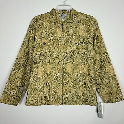 #ad Analogy Plus Embroidered Jean Style Jacket Golden Yellow Paisley Size 2X New $18.00