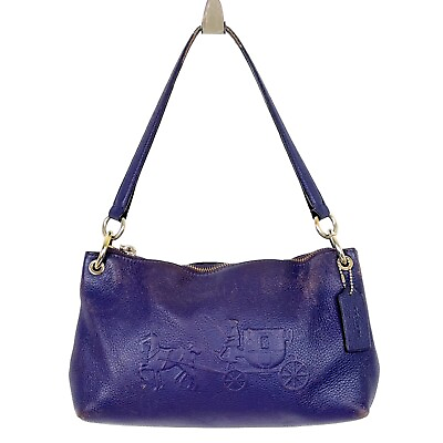 #ad Coach Charley Embossed Horse and Carriage Crossbody Purple Shoulder Bag Purse $49.99