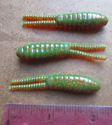 #ad 25ct MOTOROIL RED FLAKE 2quot; BEETLE SPIN GRUBS Crappie Fishing Baits Perch Lures $9.99