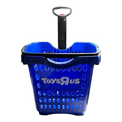 #ad Toys R Us BLUE PLASTIC ROLLING SHOPPING BASKET VERY RARE $71.47