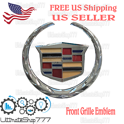 #ad Cadillac Front Grille Emblem Hood Badge Color Logo 6 inch $29.95