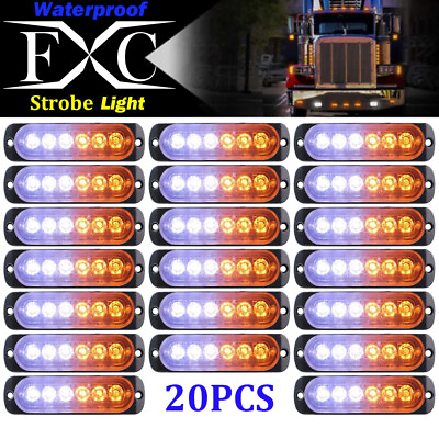 20pcs Strobe 6 LED Light White Amber Emergency Hazard Flashing Warning Tow Truck $69.96