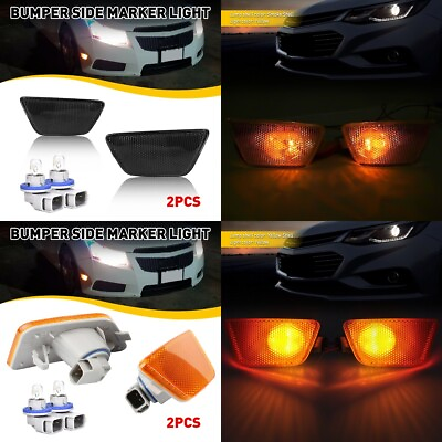 #ad Black Yellow Shell Front Side LED Bumper Marker Lights For Chevy Chevrolet Cruze $10.99