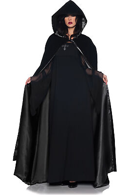 #ad Black 63quot; Deluxe Velvet Satin Halloween Costume Cape Accessory Adult Women $25.07
