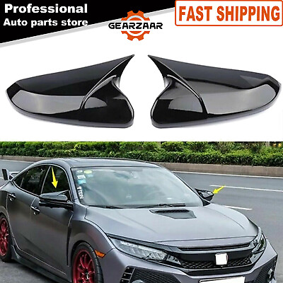 #ad New Side Mirror Cover Caps Rearview Cover For Honda Civic 2016 2021 Glossy Black $23.29