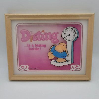 #ad Vintage 1982 Ziggy quot;Dieting Is A Losing Battlequot; Framed Wall Art New Sealed $15.96