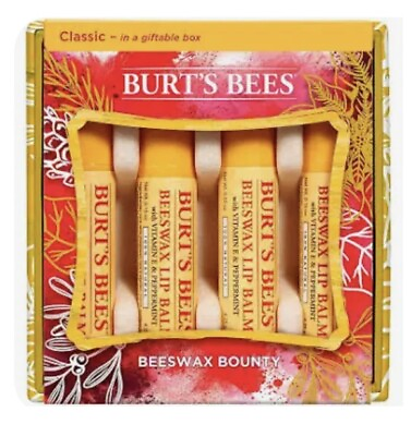 #ad SET OF 4 1 FREE Burt#x27;s Bees Beeswax Lip Balm’s W Vitamin E amp; Peppermint NIB $13.89