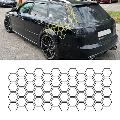 #ad Car Body Waist Line Sticker Honeycomb Graphic Decor Hexagon Decal Accessories $21.50