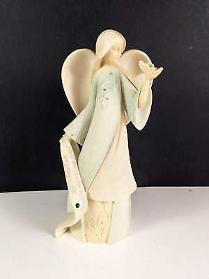 #ad Enesco Angel Figurine May Birthstone Angel Rhinestone 2009 Karen Hahn Dove $10.00
