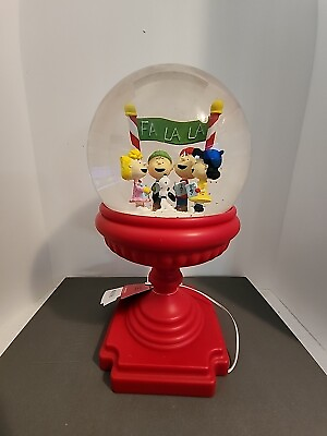 #ad LARGE Christmas. Peanuts Snow Glitter Water Globe Musical Lights Pedestal NEW $21.99