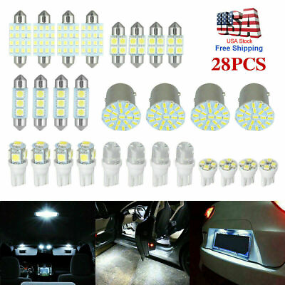 28pcs Car Interior White Combo LED Map Dome Door Trunk License Plate Light Bulbs $9.99