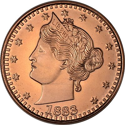 #ad 1 oz Copper Round 1883 Liberty V $2.75