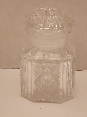 #ad ABP Victorian Cut Crystal Horseradish Jar with Hollow Stopper Circa **READ** $29.98