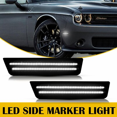 #ad 2PC Front Bumper Side Marker Lamps Lights Smoked Lens For 08 14 Dodge Challenger $18.99