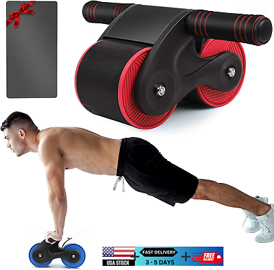 #ad AB roller wheel Automatic Rebound Abdominal Wheel Anti Slip for Gym Training RED $34.97