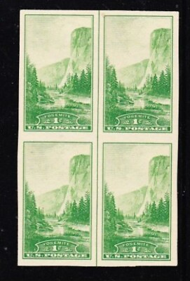 #ad Album Treasures U S Scott #756 1c Yosemite Center Vertical Line Block of 4 MNH $5.85