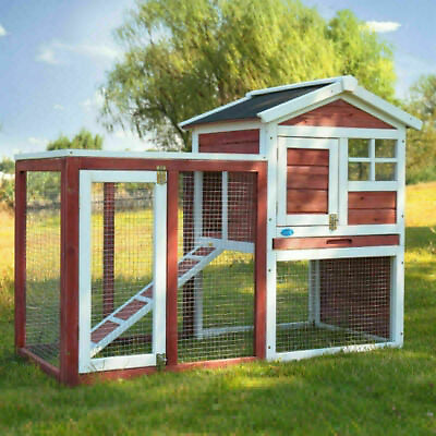 #ad COZIWOW Wooden Rabbit Hutch Cage House Habitat Animal Pet Chicken Coop Outdoor $109.99