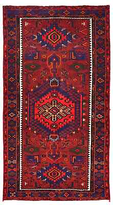 #ad Geometric Style Maroon Red Tribal 4X7 Vintage Oriental Rug Farmhouse Wool Carpet $337.00