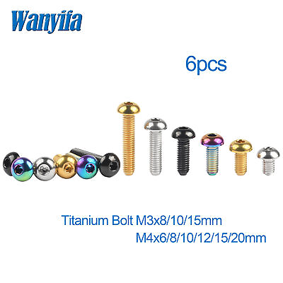 #ad Titanium Bolts Button Head Hex Screw M3 M4x6 8 10 12 15 20mm for Bicycle 6pcs $8.55