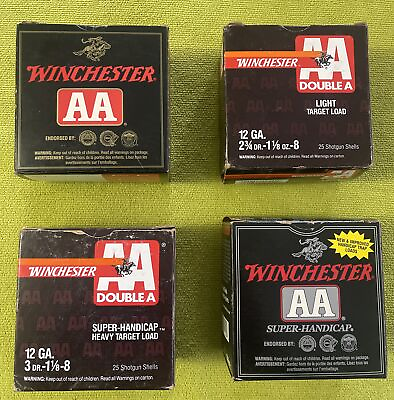 #ad VINTAGE WINCHESTER AA HEAVY LIGHT TARGET LOAD 12 Gauge Shotgun Boxes Lot Of 4 $10.00
