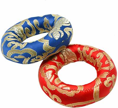 #ad 4 inch 2PCS Silk Ring Cushion for Tibetan Singing Bowl Redamp;Blue made in Nepal $8.99