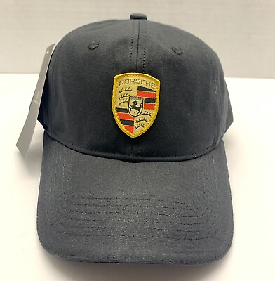 #ad BRAND NEW Officially LICENSED PORSCHE Black Crest Logo Cap Hat WITH TAGS $42.00