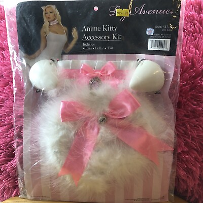 #ad Sexy White and Pink Anime Kitty Cat Costume Accessory Set Ears Collar amp; Tail NEW $12.99