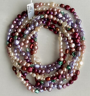 #ad LUCORAL Co Pearl Necklace Strand 100 inch RARE Multi Color 158g Great Gift Vtg. $325.00