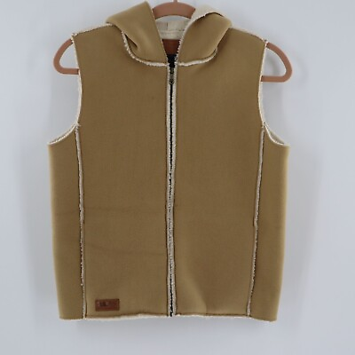#ad Ralph Lauren Women#x27;s Vest Size Small Faux Suede Sherpa Lined Cozy Warm Soft Hood $15.00