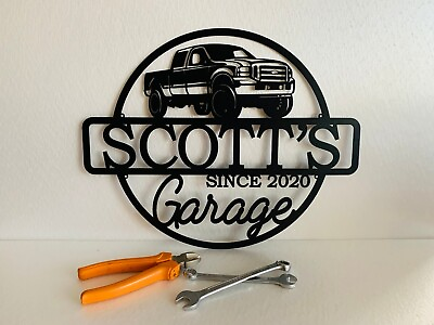 #ad Personalized Metal Name Garage Sign Custom Plaque Wall Art Housewarming Est Year $119.99