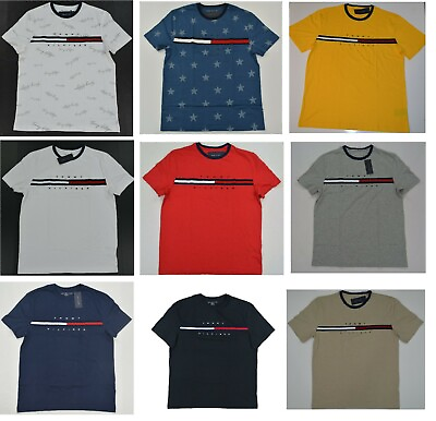 #ad NWT Men#x27;s Tommy Hilfiger Short Sleeve Tino Logo Tee T Shirt Color Block $24.99