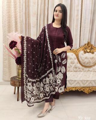 #ad Indian Ethnic Wedding Plus Size Top Pent Plazo Dupata Salwar Kameez Dress Suit $53.99