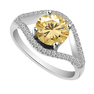 #ad 2.5 Ct Golden Genuine Moissanite Halo Bridal Engagement Ring In 10K White Gold $791.99