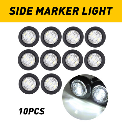 #ad 10x Mini Marker Side Round lights Truck RV Trailer White 3 4quot;LED Bullet Light Bu $11.99