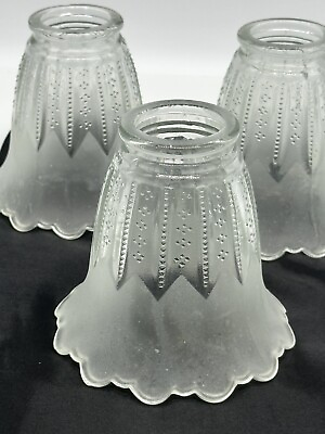 #ad Art Deco Victorian Style Glass Lamp Shade Clear Frosted Bell Pendant 2 1 4 $60.00