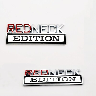 #ad 2pc REDNECK EDITION Chrome emblem Badges fits Chevy Toyota Ford Car Truck $9.95