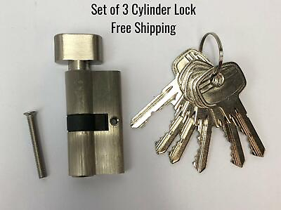 #ad 60 mm Door Entry Cylinder Security Lock Includes Six Keys Set of 3 $18.50
