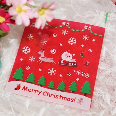 #ad 200 Pcs Package Xmas Cookie Bag Wrapping Bags Christmas Packing $11.26