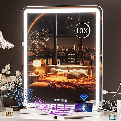 #ad Hasipu Vanity Mirror with Lights and Bluetooth Speaker 20quot; x 25quot; LED Makeup ... $151.08