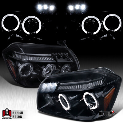 #ad #ad Fit 2005 2007 Dodge Magnum Black Smoke Dual LED Halo Projector Headlights Lamps $138.99