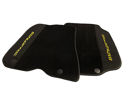 #ad Black Floor Mats For Ferrari 812 Superfast With Alcantara Leather Yellow Logo $549.00