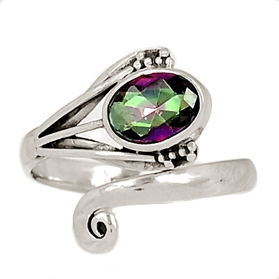#ad Treated Rainbow Quartz 925 Sterling Silver Ring HOA1 s.8 CR25918 $15.99