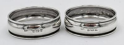 #ad ANTIQUE PAIR STERLING SILVER NAPKIN RINGS 1916 GBP 49.99