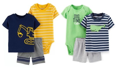#ad Carter#x27;s Baby Boys 3 Pc Shirt Bodysuit amp; Shorts Set NWT 3 Months $18.99