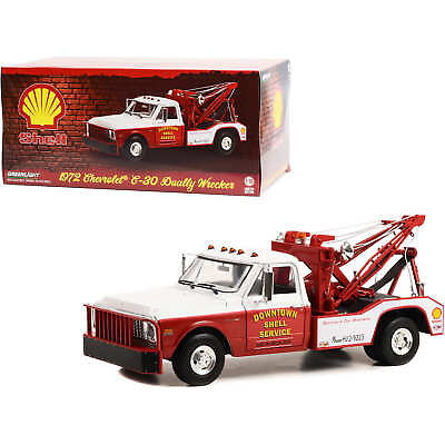 #ad Greenlight 1 18 Scale Truck 1972 Chevrolet C 30 Dually Wrecker Tow White and Red $125.35